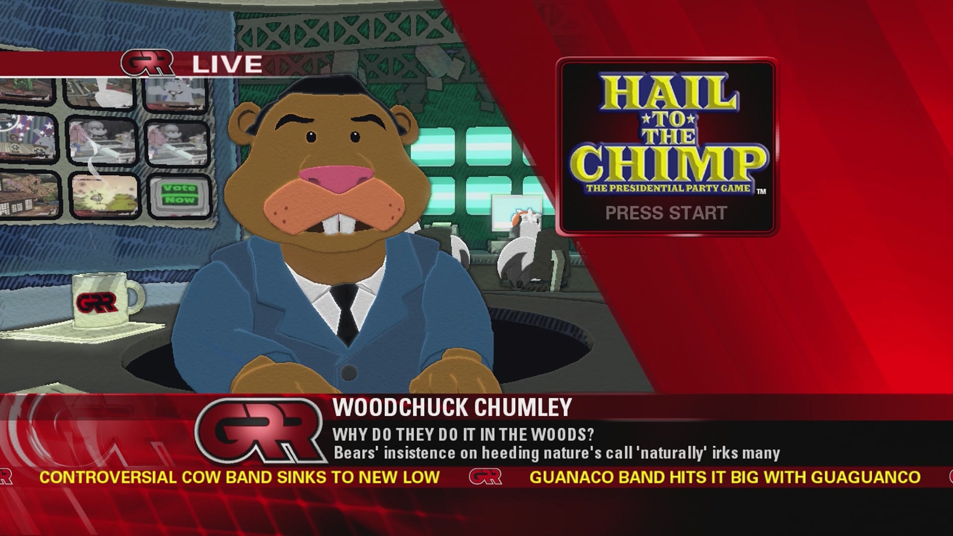 Hail to the Chimp title screen for Xbox 360
